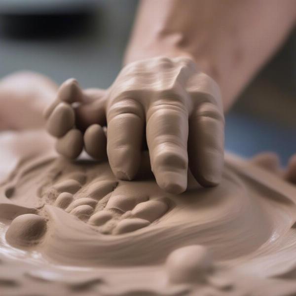 Creating a dog paw print on clay