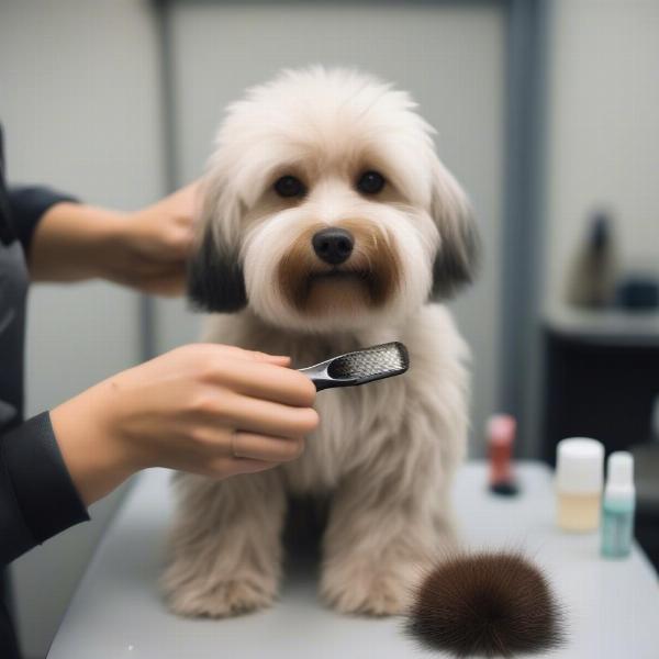 Teddy Bear Dog Being Groomed