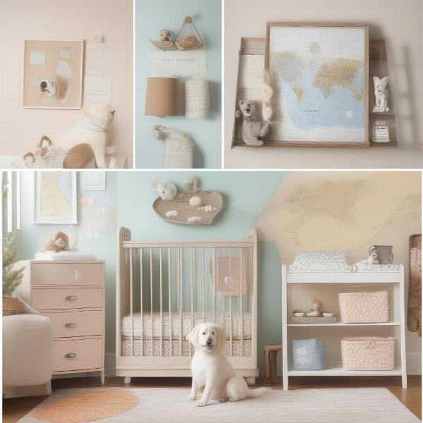 Themed dog nurseries showcasing pastel and adventure themes