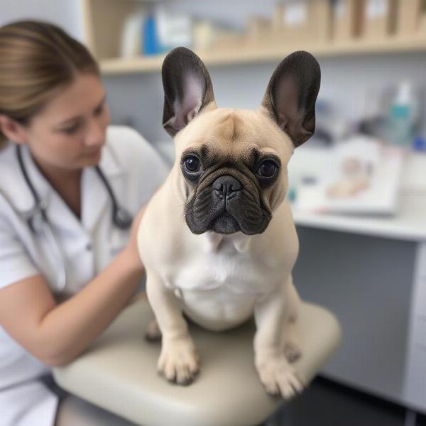 Toy Frenchie dog at the vet