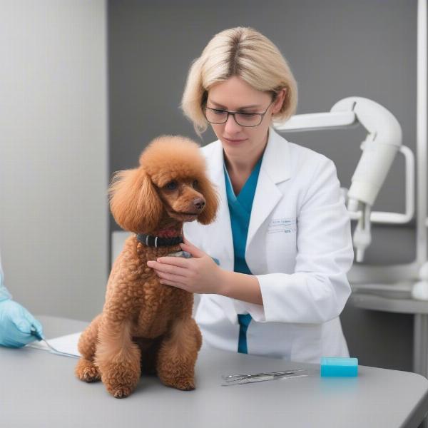 Toy Poodle undergoing a health check