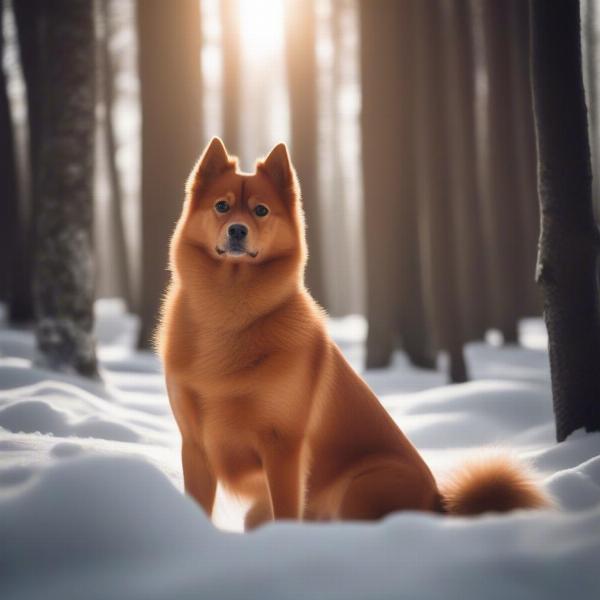 Traditional Finnish Dog Names: A Finnish Spitz in a snowy forest