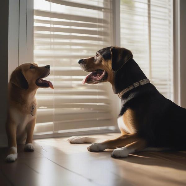 Training a dog to stay away from window blinds