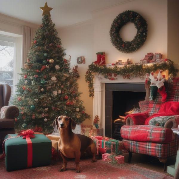 Christmas decorations with a sausage dog theme