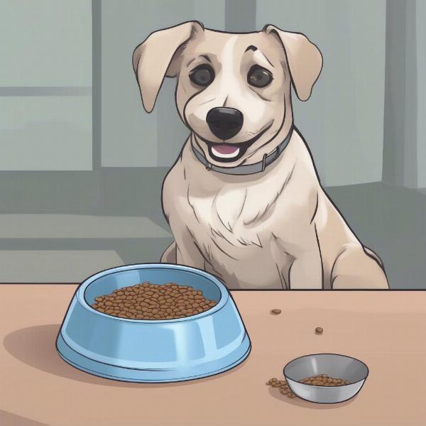 Dog eating hypoallergenic food from a bowl