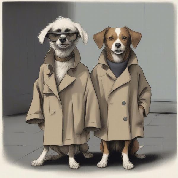 Two Dogs Attempting the Trench Coat Trick