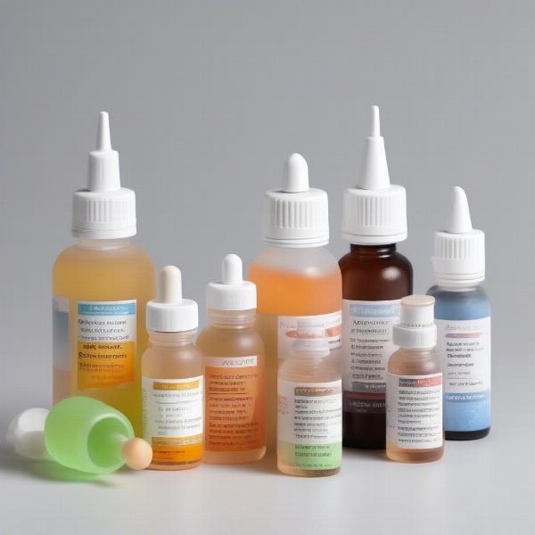 Various types of dog ear drops for different ear conditions.