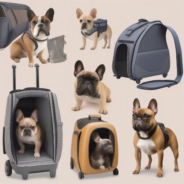 Various types of dog carriers suitable for French Bulldogs