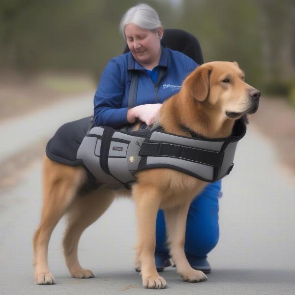 Using a sling for a large dog post TPLO surgery