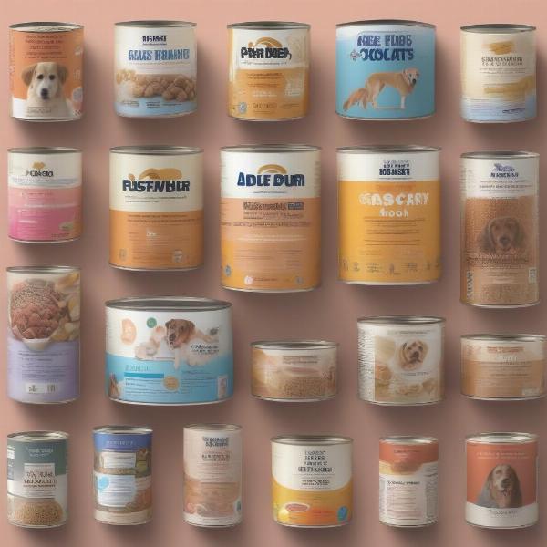 Variety of canned dog food options