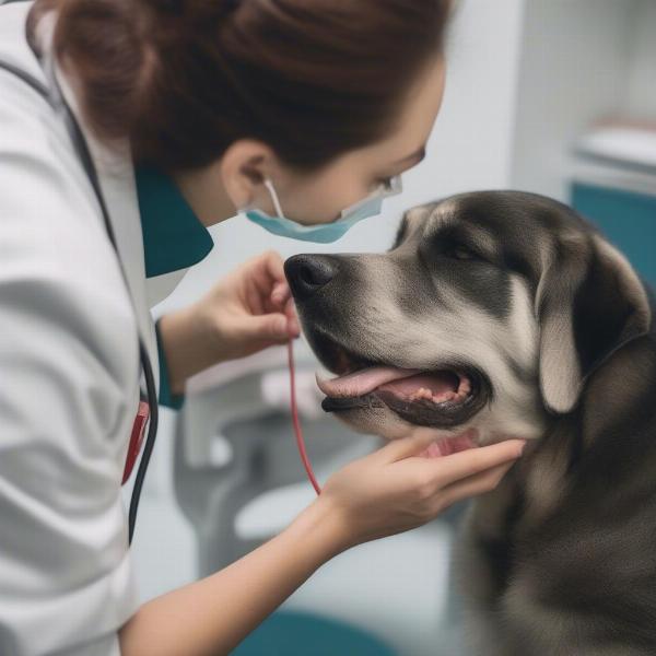 Veterinarian Examining a Dog