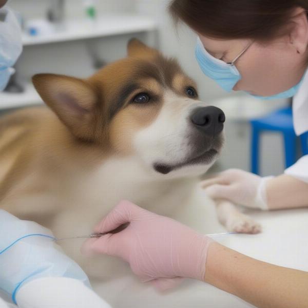 Vet Checking Dog Incision