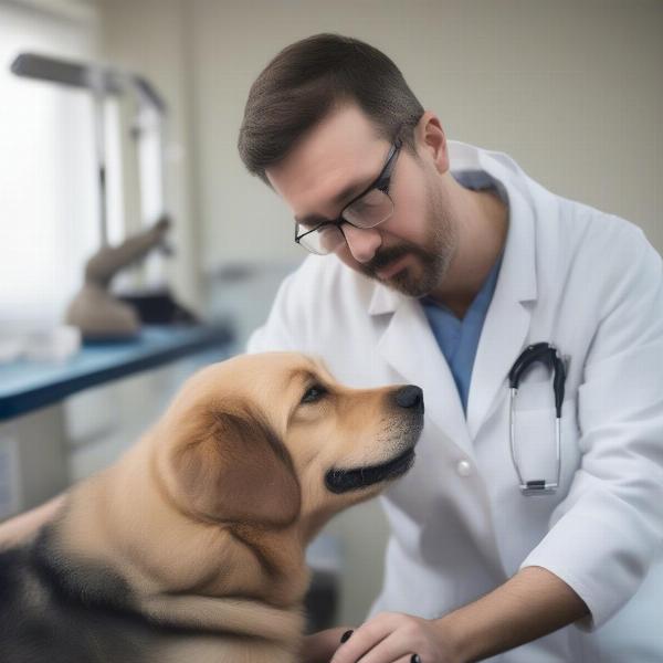 Vet Examining Dog