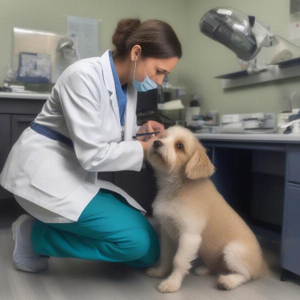 Vet Examining Dog