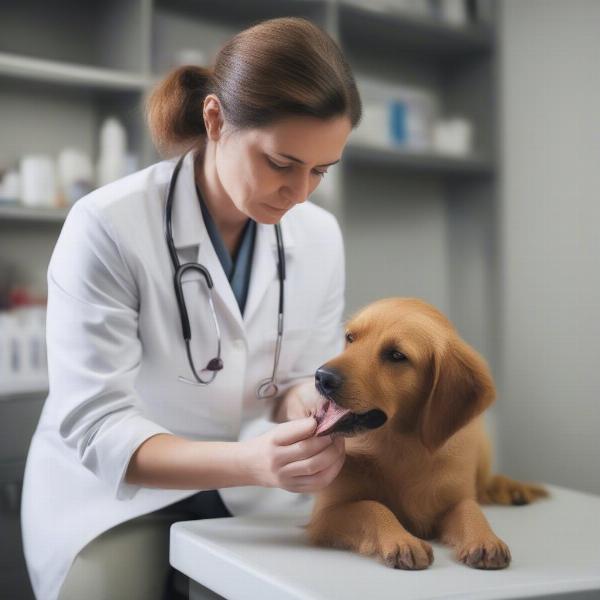 Veterinarian Examining Dog's Skin