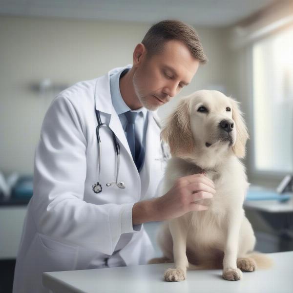 Veterinarian Examining a Dog