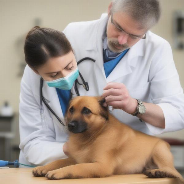 Vet Examining Dog