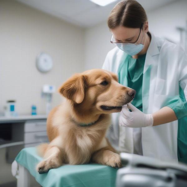 Vet Examining Dog for Allergies