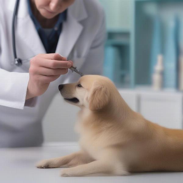 Veterinarian Examining a Dog's Paw