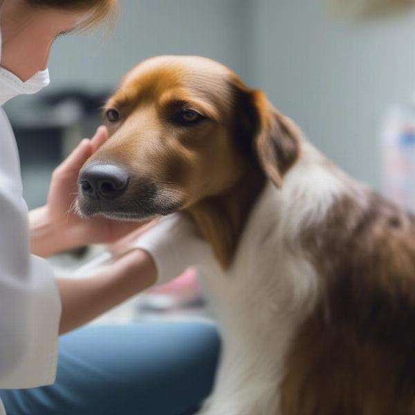 Veterinarian Examining Dog's Skin