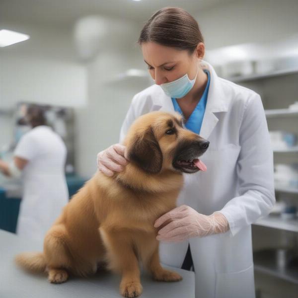 Veterinarian Examining Dog's Skin