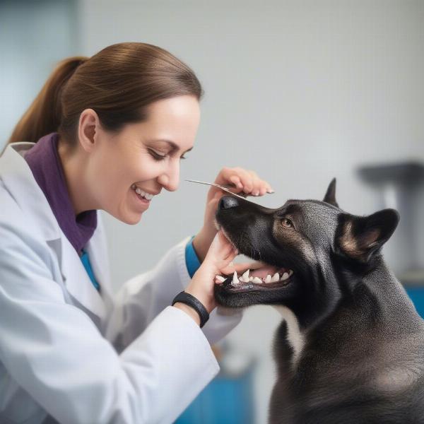 Veterinarian Examining Dog's Teeth