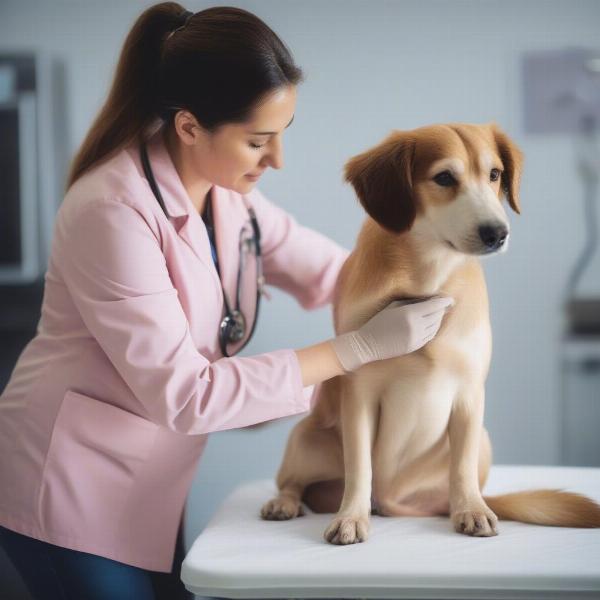 Veterinarian Examining a Pregnant Dog