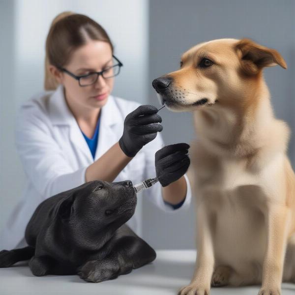 Veterinarian Administering Activated Charcoal