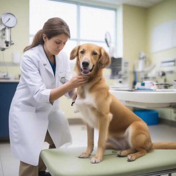 Veterinarian Examining a Dog