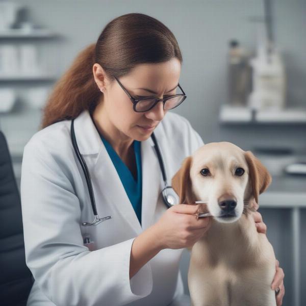 Veterinarian Examining a Dog