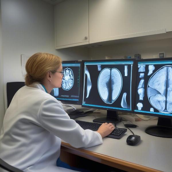 Veterinarian Examining CT Scan Results