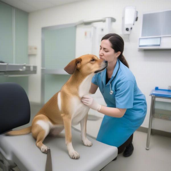 Veterinarian Examining a Dog