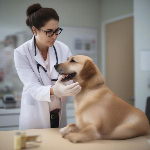 Veterinarian Examining a Dog