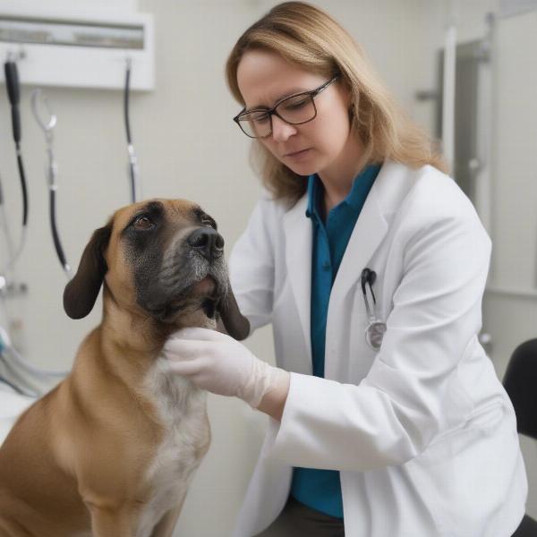 Veterinarian examining a dog