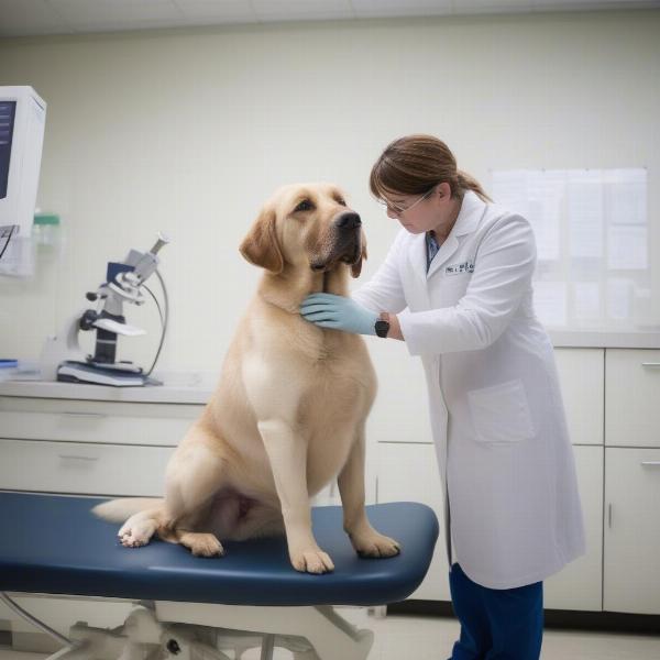 Veterinarian Examining a Dog