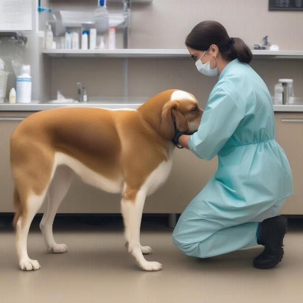 Veterinarian Examining a Dog