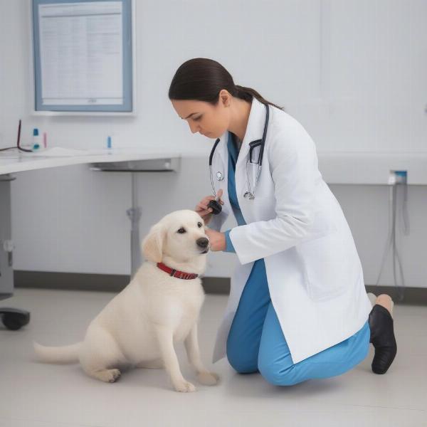 Veterinarian Examining a Dog