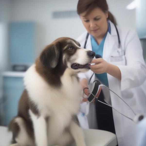 Veterinarian Examining a Dog