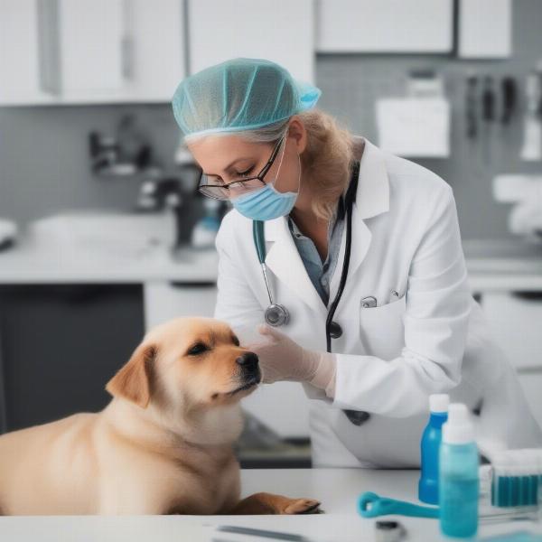 Veterinarian Examining a Dog