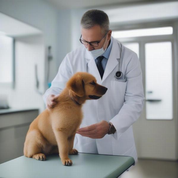 Veterinarian Examining Dog