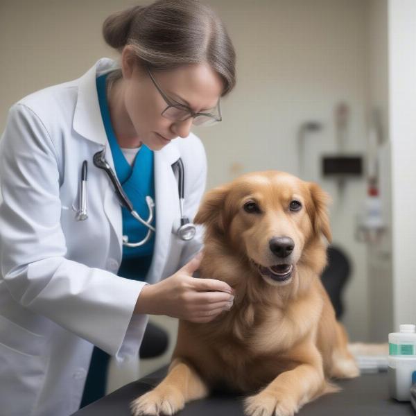 Veterinarian Examining a Dog