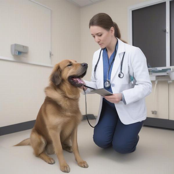 Veterinarian Examining a Dog