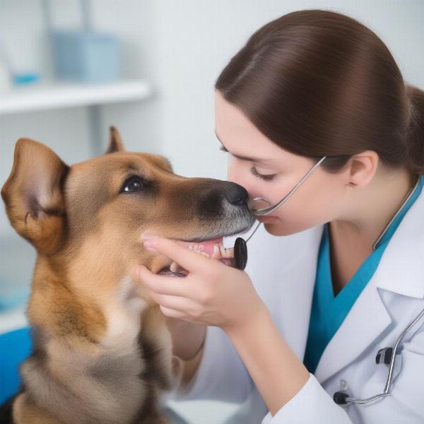 Veterinarian Examining a Dog