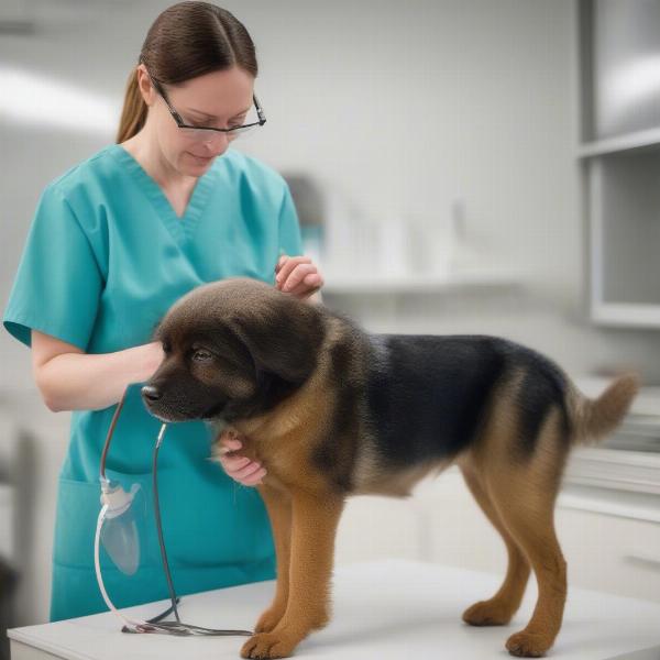 Veterinarian Examining a Dog