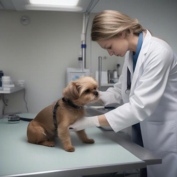 Veterinarian Examining a Dog