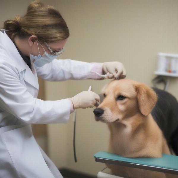 Veterinarian Examining a Dog