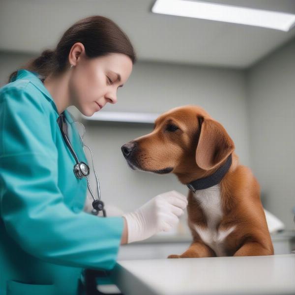 Veterinarian Examining a Dog