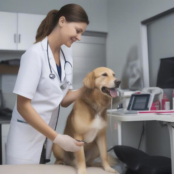 Veterinarian Examining a Dog