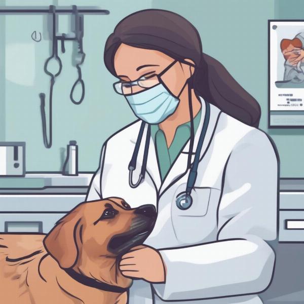 Veterinarian examining a dog