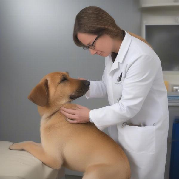 Veterinarian Examining a Dog